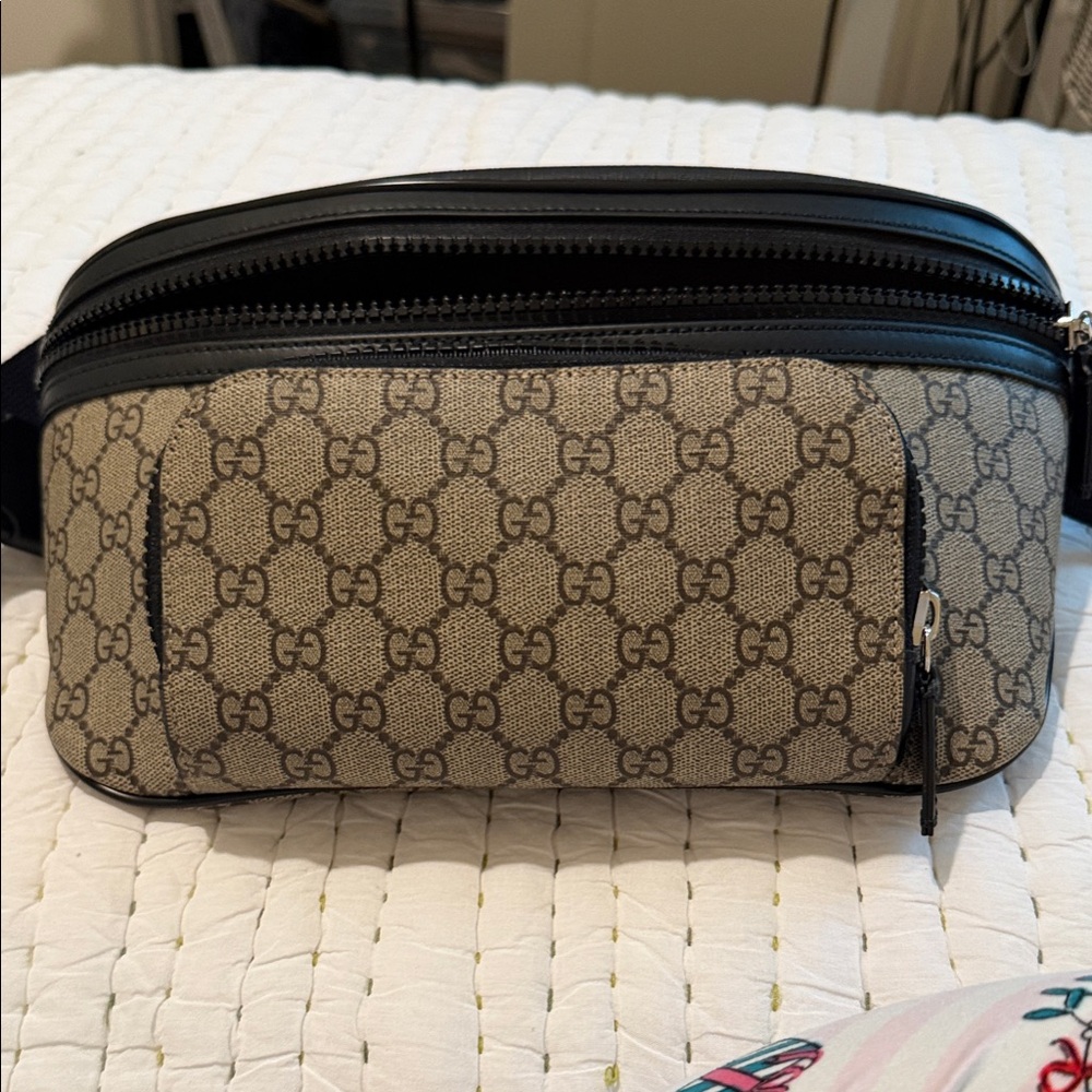 Gucci Beige and Black GG Belt Bag